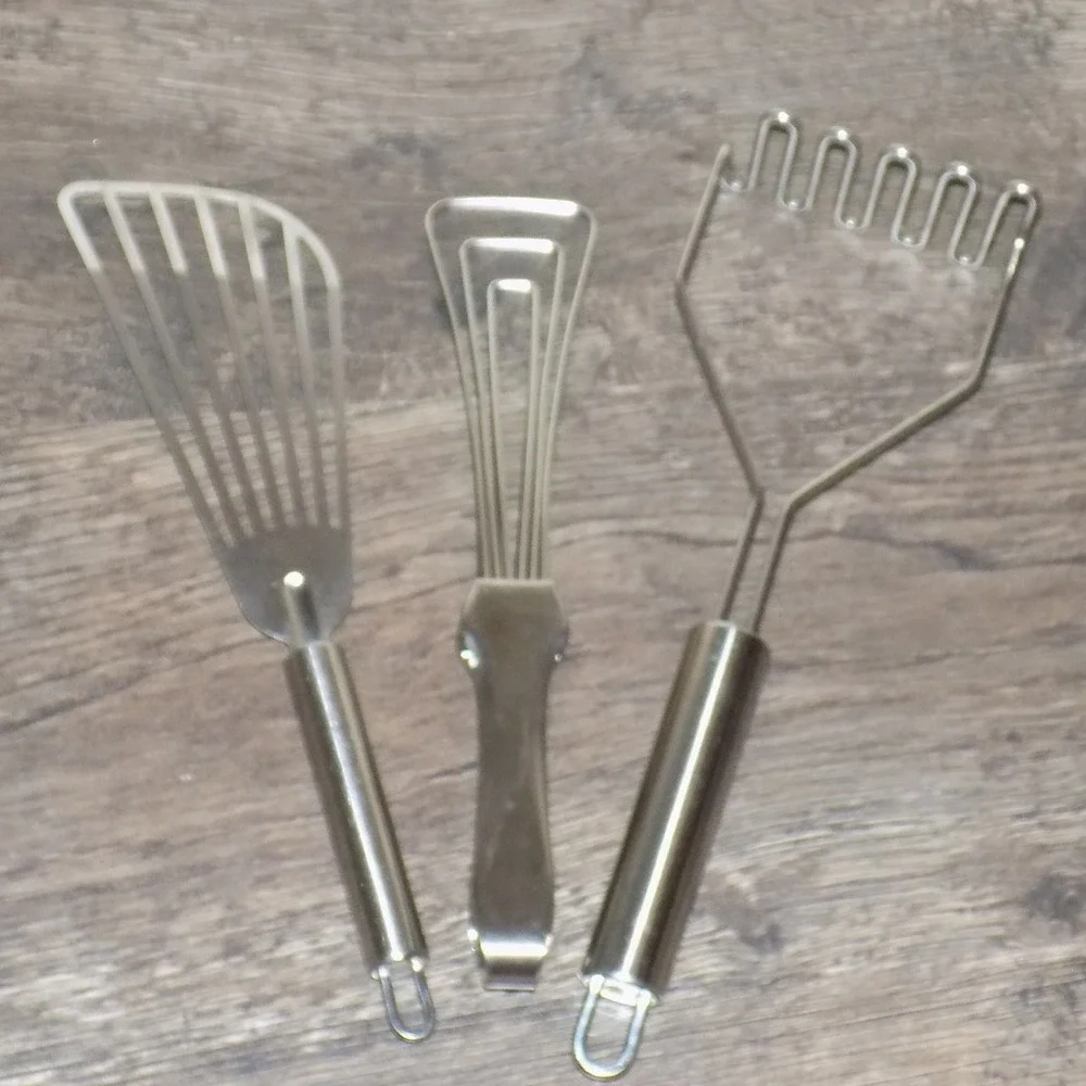 Kuhn Rikon Kitchen Tool Set Stainless Spatula Masher Tongs